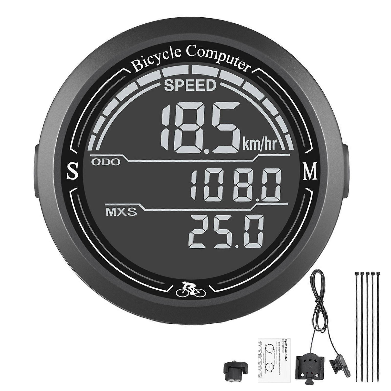 Bicycle Speedometer Wireless Odometer Large Screen Design Easy to Read IP67 Waterproof Easy to Install Magnetic Bike Computer