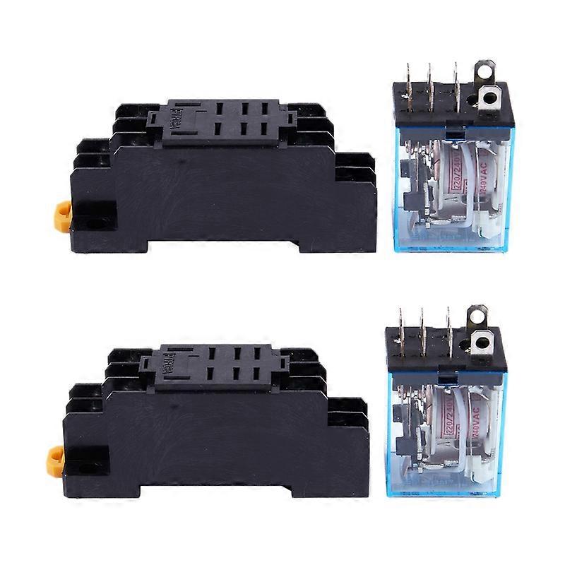 2X LY2NJ HH62P-L JQX-13F 220V AC Coil DPDT Power Relay 8 Pin With PTF08A Socket