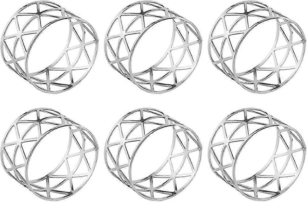 ウェディングパーティーディナー誕生日のための6シルバーメタルナプキンリングのセット