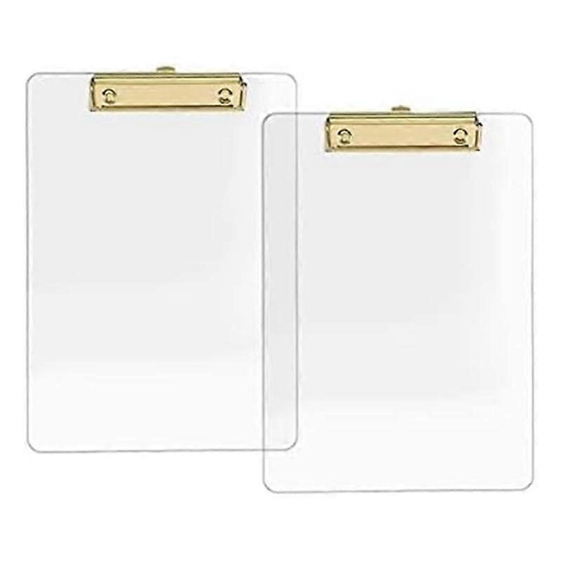 2er-Pack klares Acryl-Klemmbrett mit Goldclip, 8,8 x 12,2 A4 im Letter-Format, Schul- und Bürobedarf