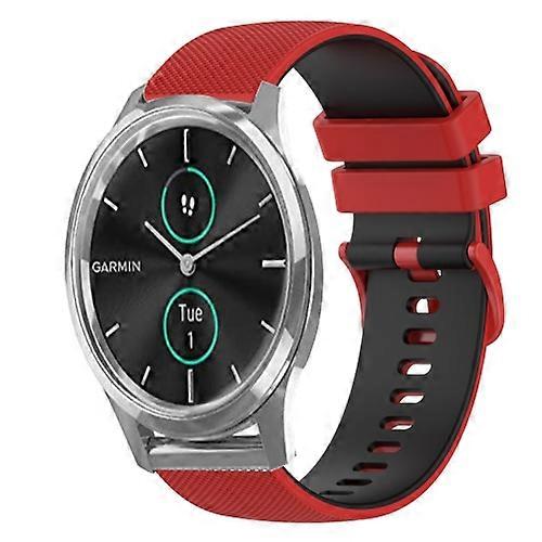 For Garmin VivoMove Luxe 20mm Checkered Two-Color Silicone Watch Band