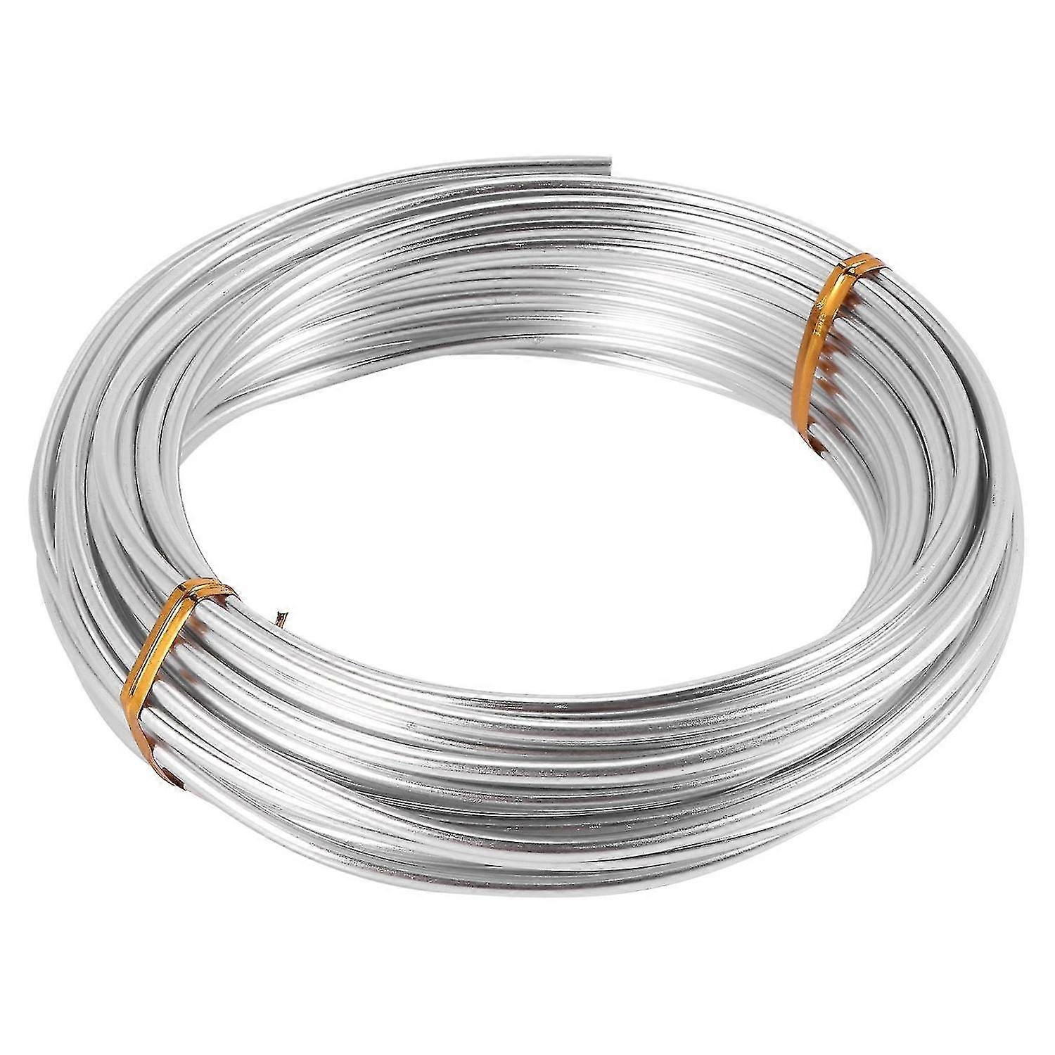 חוט אלומיניום 3 מ"מ 10 מטר חוט כסף למלאכה מתאים לייצור תכשיטים, מידול בחימר, בונסאי ו...