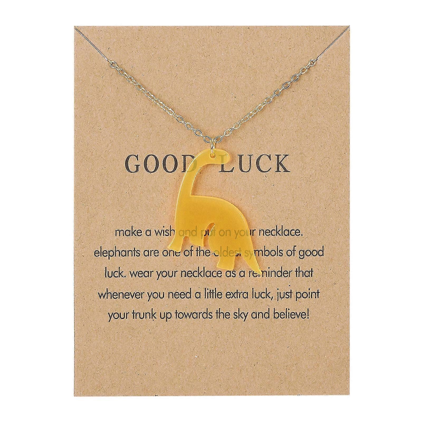 Multicolor Dinosaur Pattern Transparent Acrylic Blessing Paper Card Necklace