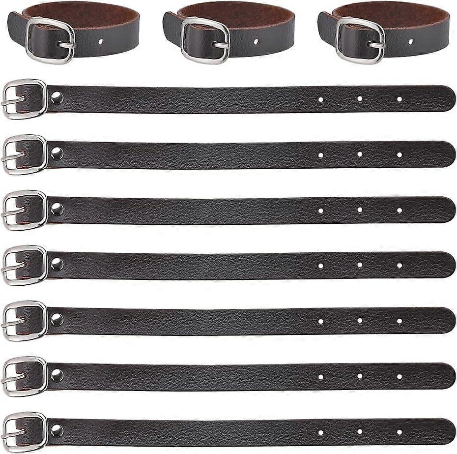 10Pcs 8 Inch Genuine Leather Luggage Tag Straps Adjustable Label Replacement Loop Belts Stirrup Strap with Buckle for Suitcase Backpacks ID Card Pass
