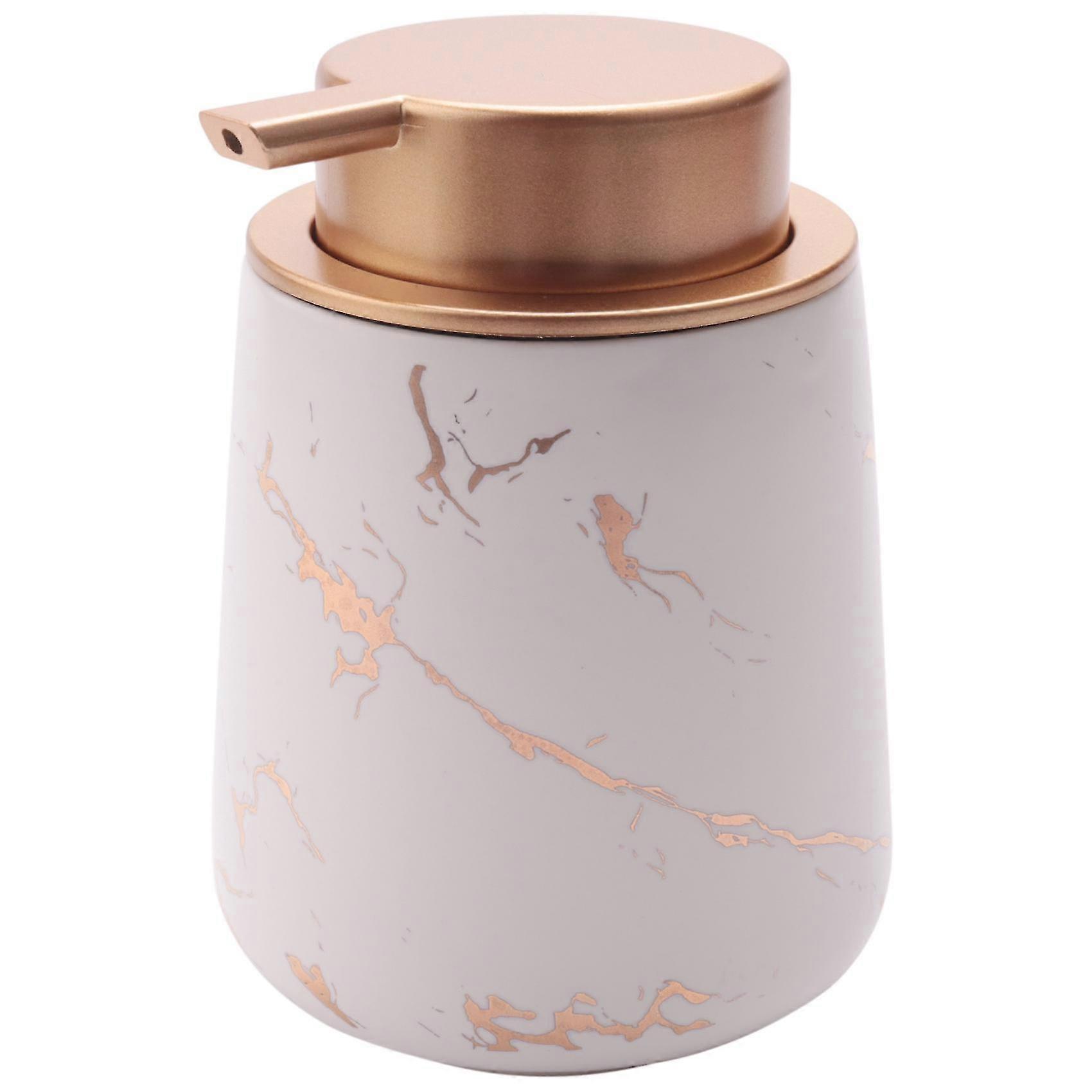 Imitate Marble Ceramic Dispenser,portable Refillable Liquid Shampoo&lotion Jar,400ml,white