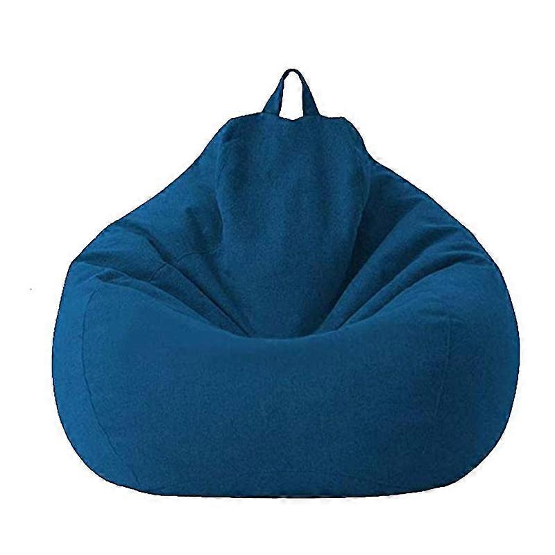 Lazy Sofa Cover Unfilled Linen Recliner Puff Sofa Tatami Sofa Cover Household Items Blue