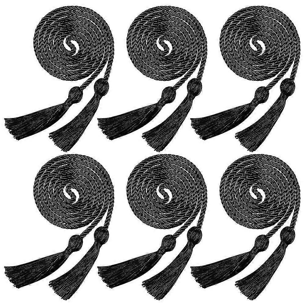 6pcs Graduation Cord Strap Honor Cord Compatible With Graduation (black)