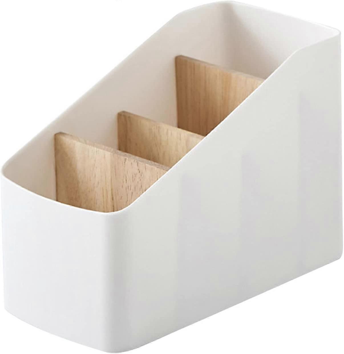 Plastic TV Remote Control Holder, with 4 Slot Wooden Detachable Partition, for Caddy, Organizer, Storage, Stand