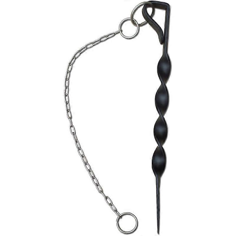 Pulverlakeret jernregnkædeforankringspæl, sort/rustfrit stål