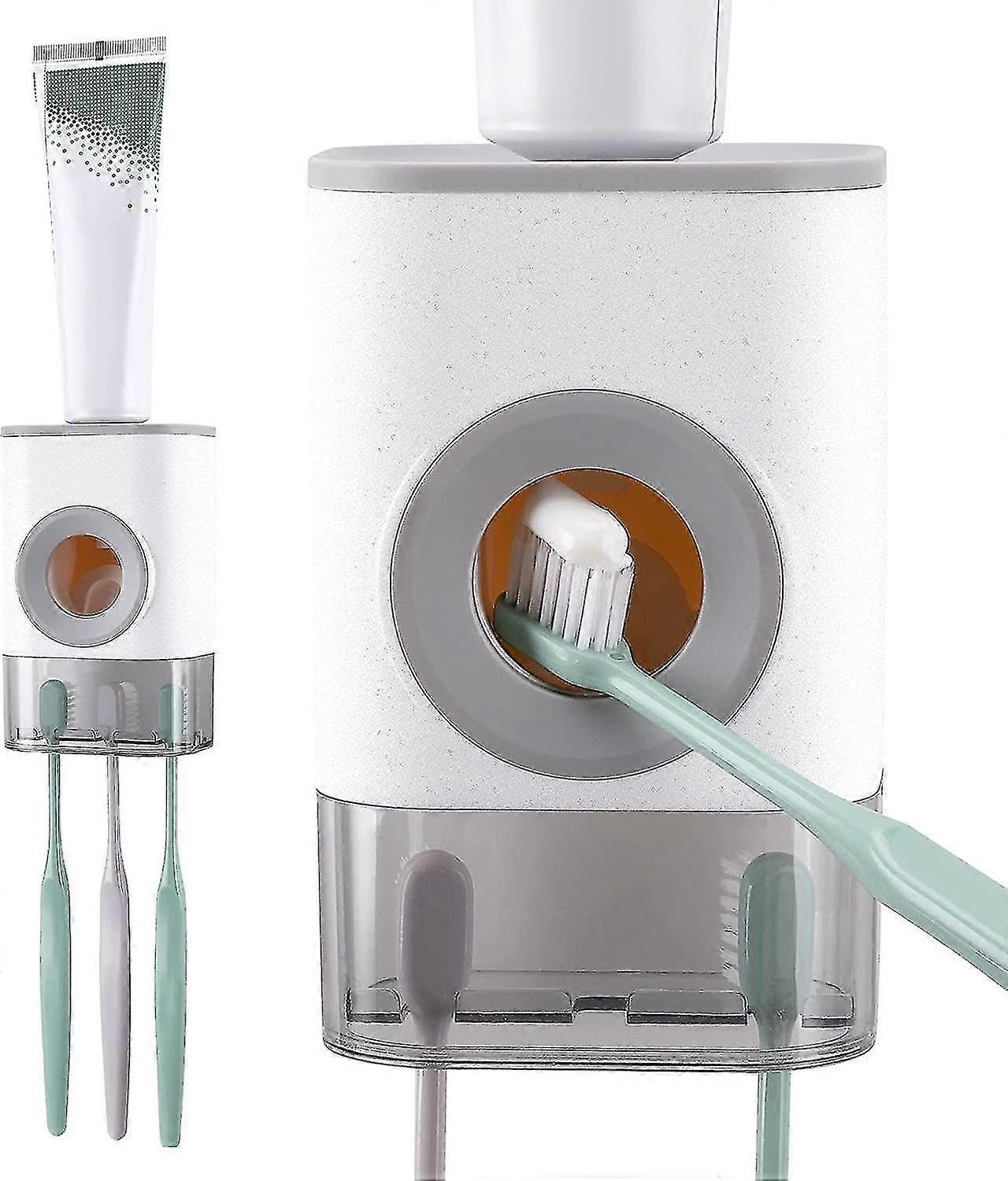 Automatic Toothpaste Dispenser Squeezer Toothbrush Holder For Bathroom Wall Mount