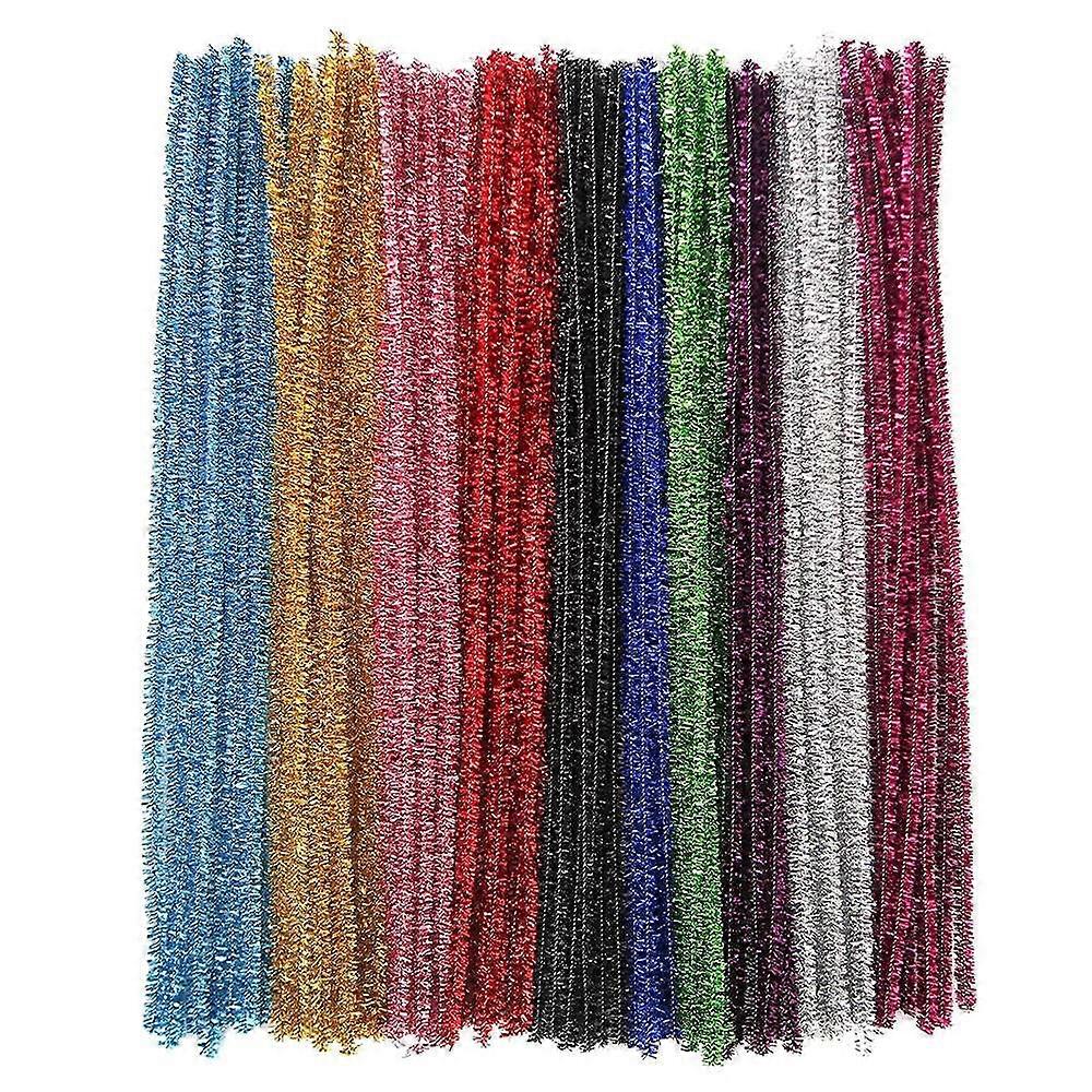 400Pcs Pipe Cleaners 10 Assorted Colors Chenille Stems Craft Supplies Glitter Pipe Cleaners for DIY