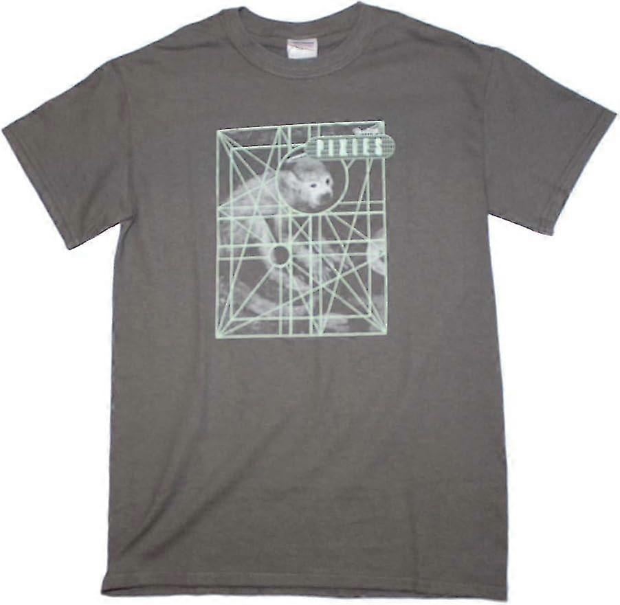 Heren Monkey Grid T-Shirt in Charcoal