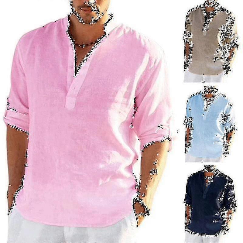 Men's Long Sleeved Linen Shirt, Cotton And Linen Casual Shirt, S-5xl Top