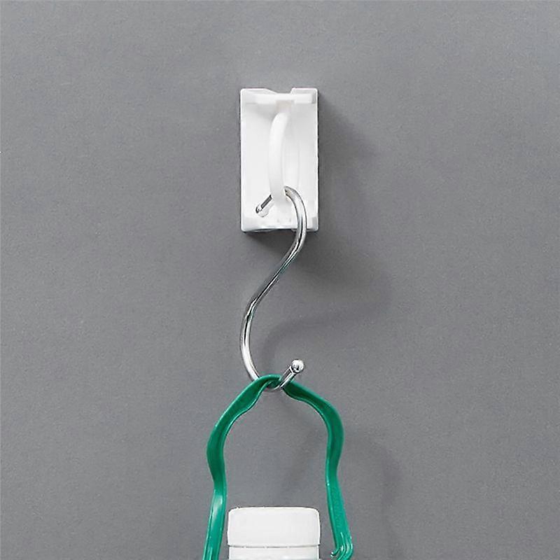 10Pcs Curtain Rod Holder Clamp Hooks Self Adhesive Clothes Rail Bracket 360 Rotation Triangle Ring