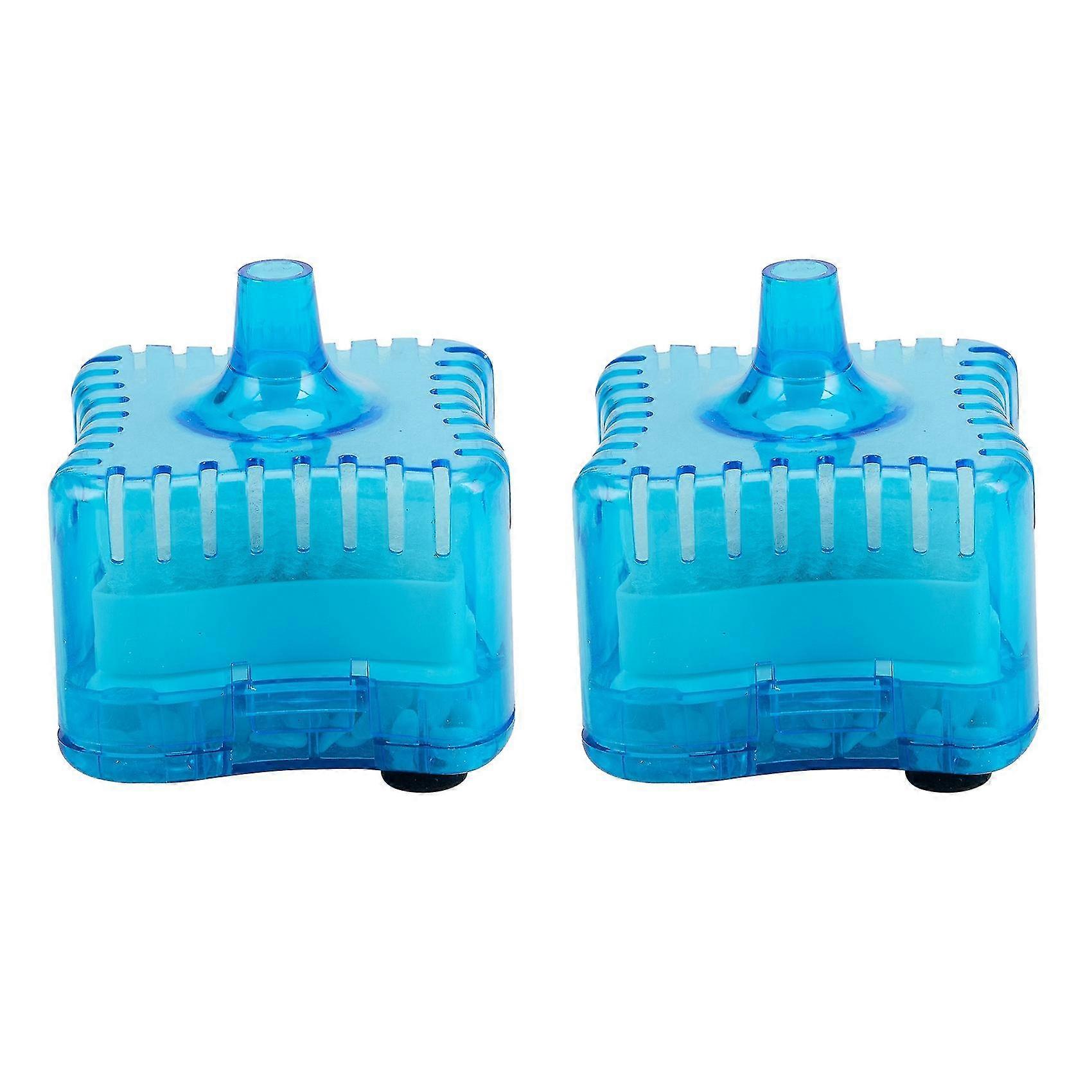 2Pcs Aquarium Fish Tank Pneumatic Biochemical Activated Carbon Filter(blue)
