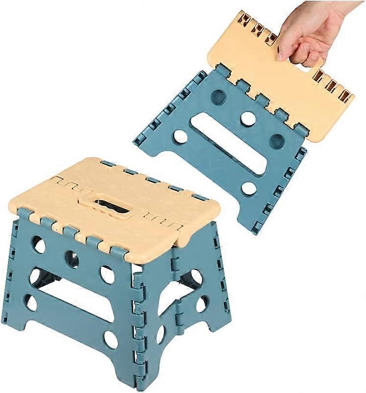 (22.3cm Tall - Blue)Plastic Portable Stool for Kids and Adults - High Quality Foldable Stool - Multifunctional Stools with Handle for Kitchen, Bathroo