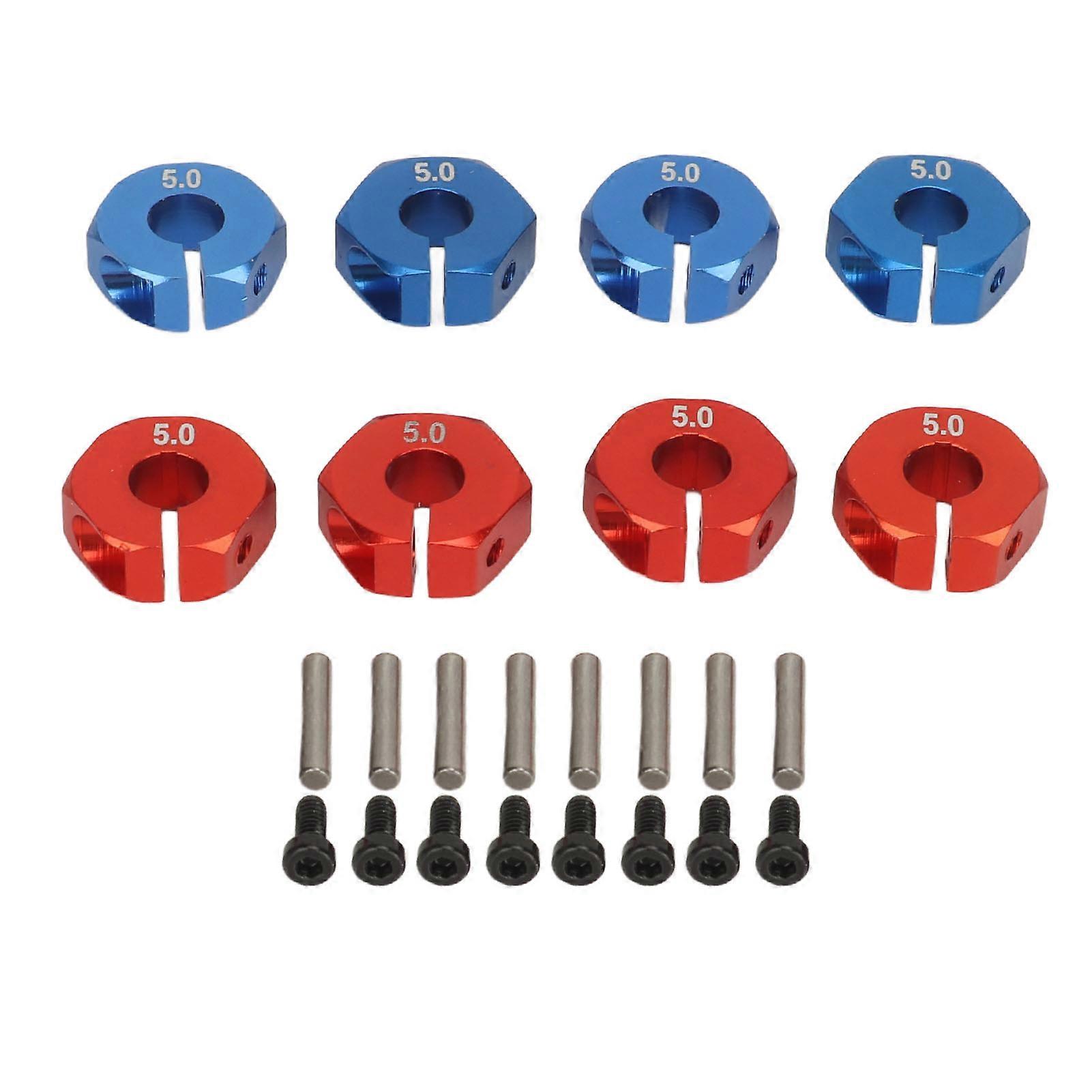 8PCS RC Wheel Hex Aluminum Alloy 12mm Wheel Drive Hex Hub Adapter with Pins for Redcat 1/10 RC Model Car Upgrade Parts Red and Blue