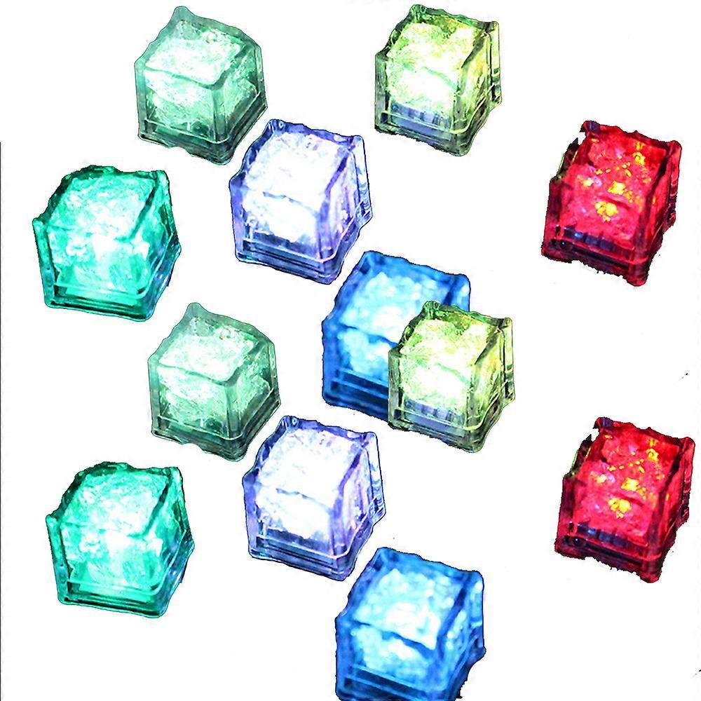 Multi Color Light up Ice Cubes - 12 Pack Rainbow Flashing LED Ice Cube for Drinks with Glowing Changing Lights, Yellow