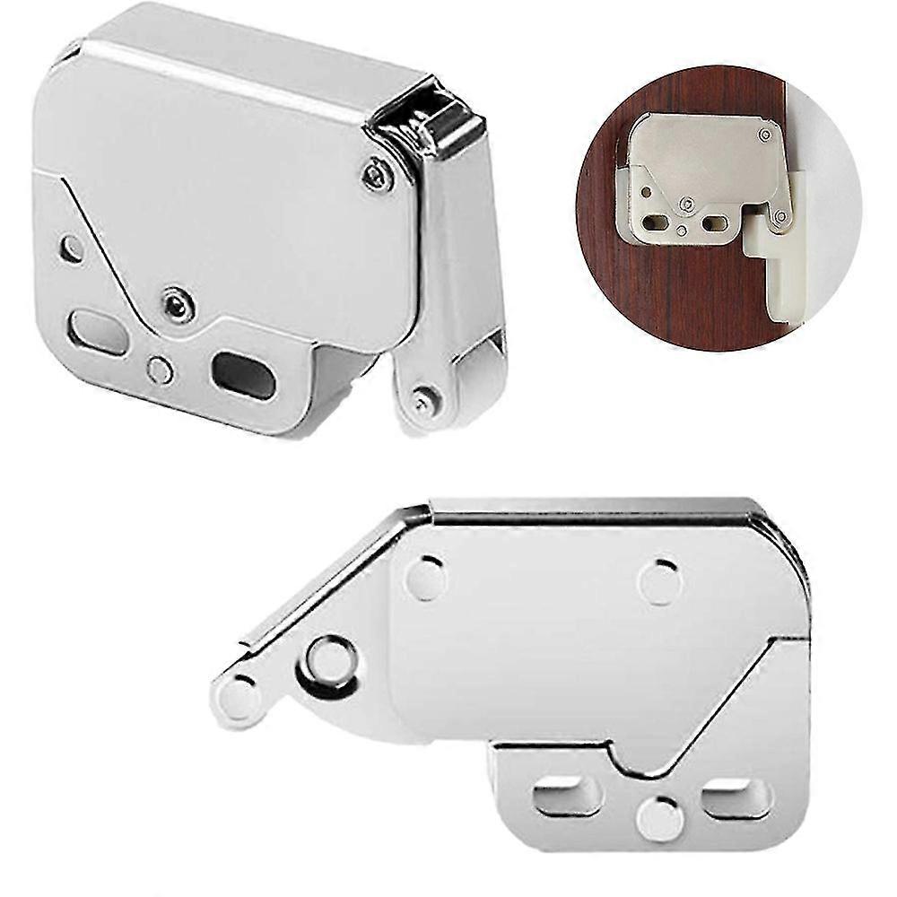 2pcs Cupboard Door Cabinet Latch Lock Set Spring Loaded Mini Tip Push Catch Release Latch Lock Rebound Self-locking Device For Cupboard Cabinets Door