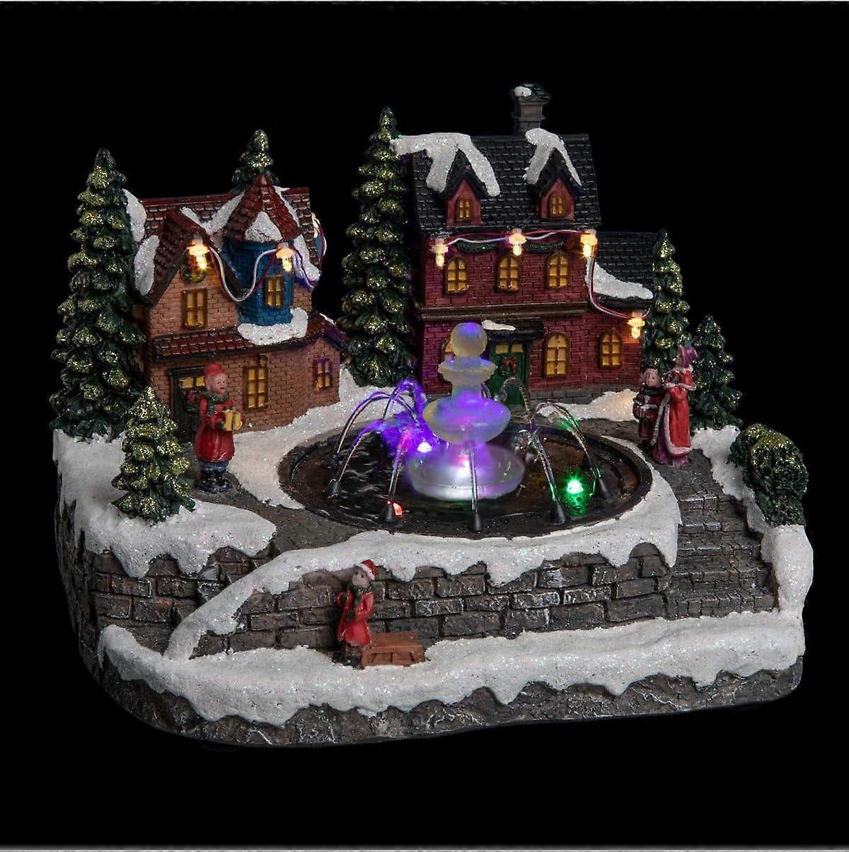 Lys og juledekoration springvand i byen animeret lysområde