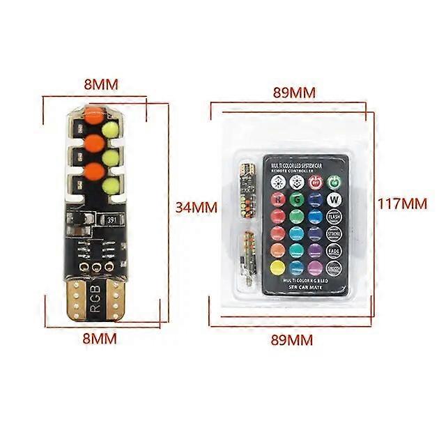 LED T10 Rgb Car Clearance Light 12v Rgbw Cob Led Auto Atmosphere Lamp Reading Bulb With Remote Control Car Accessories