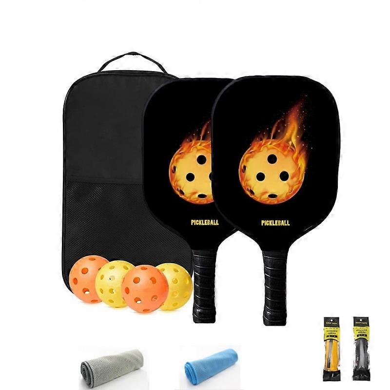 Pickleball Paddles Racket Set, Pickleball Paddle Set with 4 Rackets and 6 Balls, 1 Portable Bag, Ergonomic Comfort Grip, Outdoor and Indoor, Suitable 