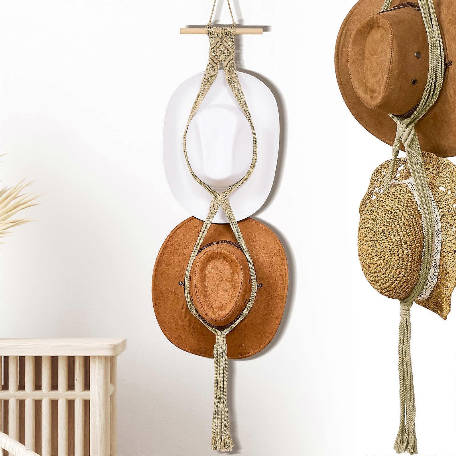 Macrame Hat Hangers Hat Holder for Wall Bohemian Women Hat Rack Hat ...