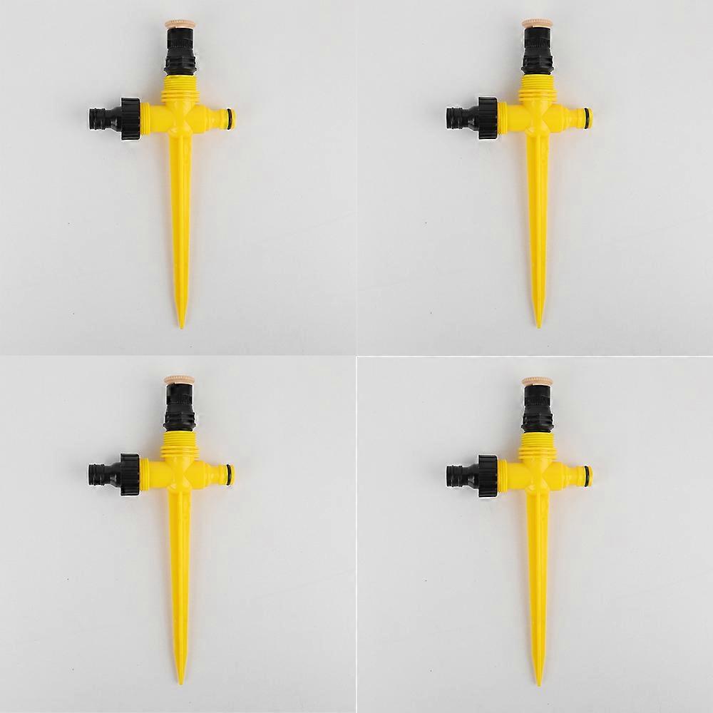 (360 degree adjustable spray + yellow ground + series connection) Four sets of Garden Tool Irrigation Watering System