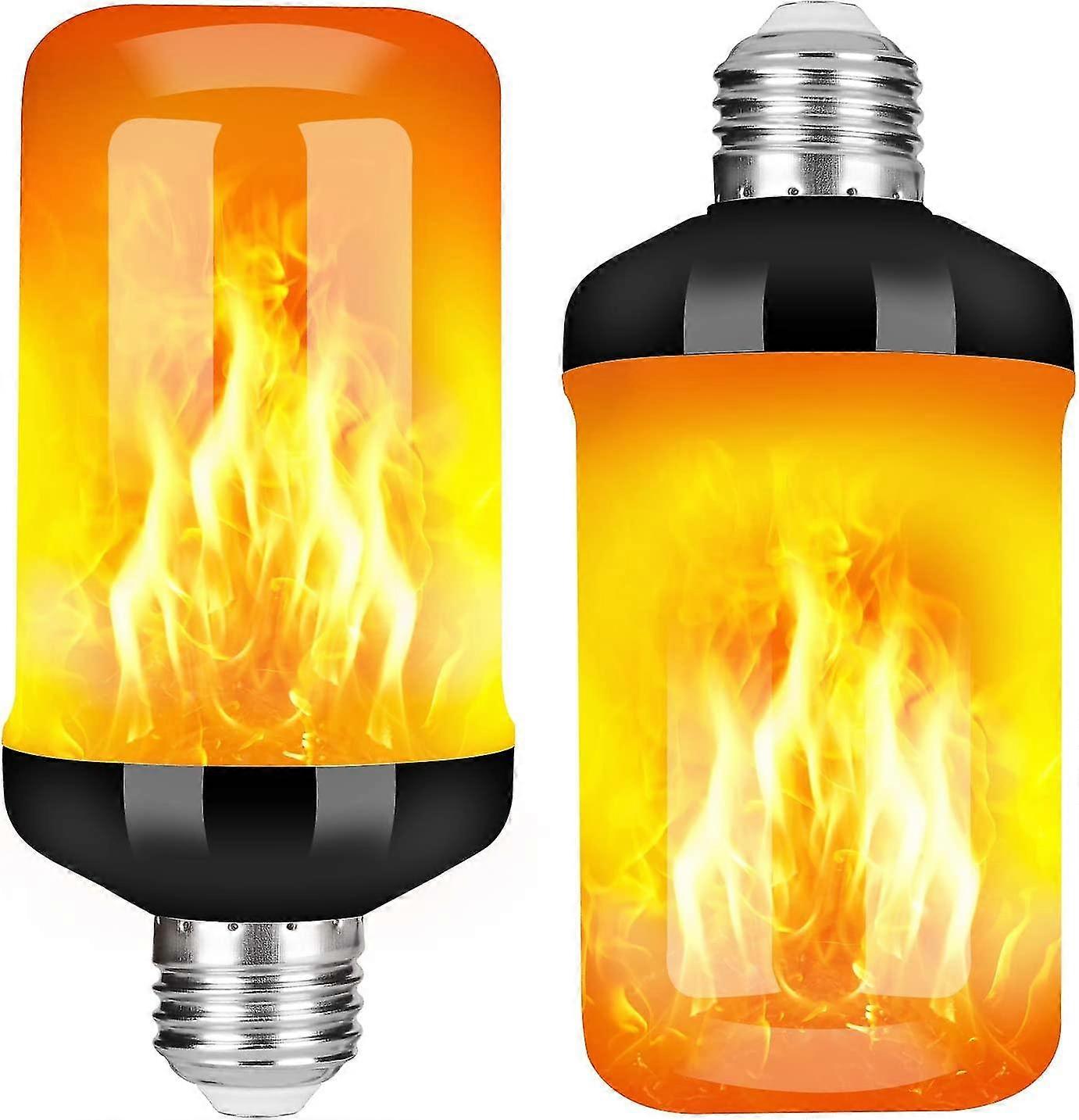 Ampoule de feu à effet de flamme LED, 4 modes scintillants améliorés Feu Décorations de Noël Lumières, E26 Ampoule de flamme de base avec effet à l’envers (2 Pack)