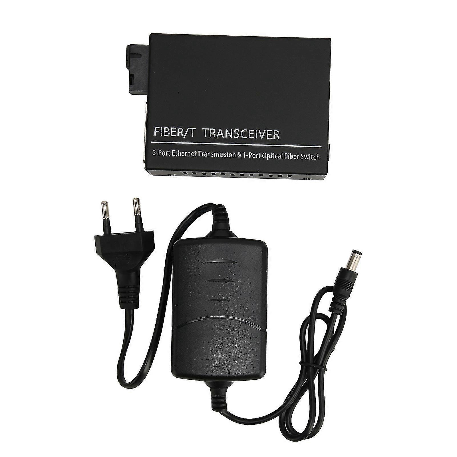SC Port Single Mode Fiber Transceiver Media Converter 25km Tx1310nm Rx1550nm EU Plug