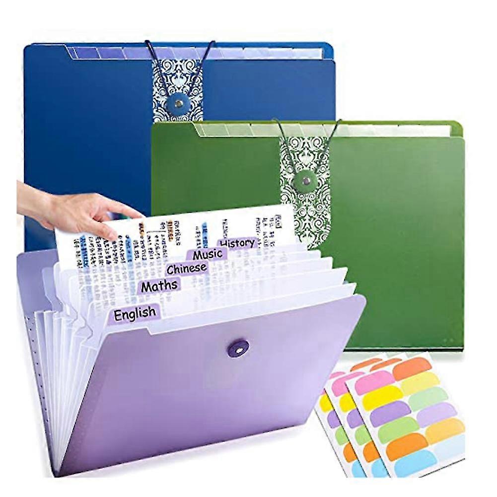 3pcs Expanding File Folder Accordion Document Organizer Plastic File Folders Letter Size Expandable