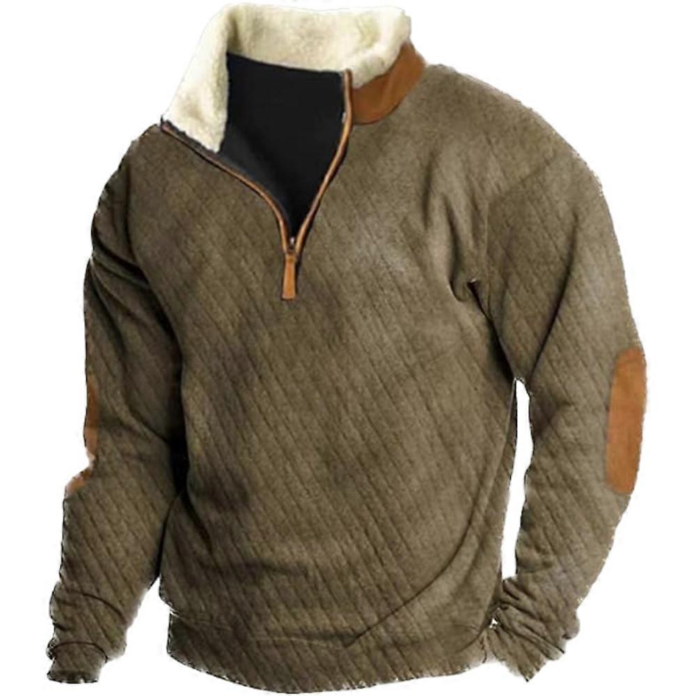 Giacca In Pile Uomo Western 2026 – Stampa Testa Di Toro, Mezza Cerniera E Colletto Alto, Felpa Invernale Country Con Tasche