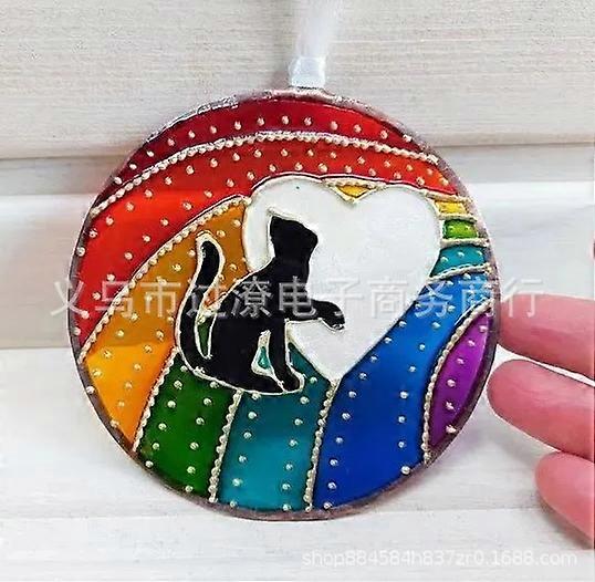 Rainbow Cat Memorial Sun Catcher, Cat Memorial GiftHanging Rainbow Bridges Sun Catcher for Kitty Lover Home Decor