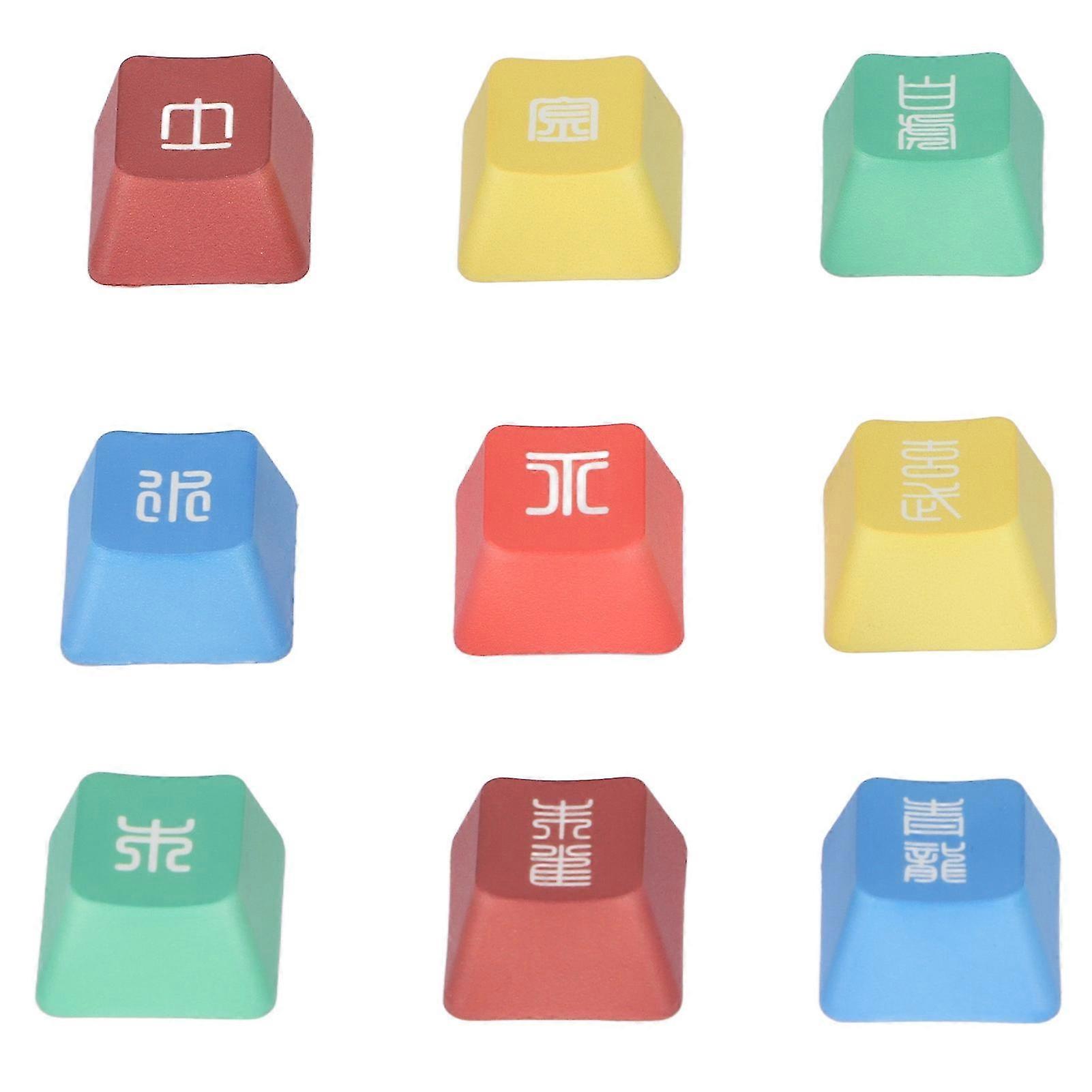 PBT Keycaps 9Pcs Dye Sublimation Vibrant Colors Durable Wear Resistant for Mechanical Keyboard