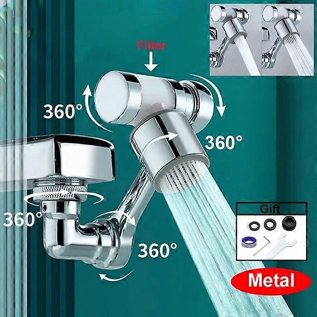 Metal Faucet Extender 1440 Rotation Tap Aerator 2 Modes Splash Filter Basin Swivel Robotic Arm Faucets Extender