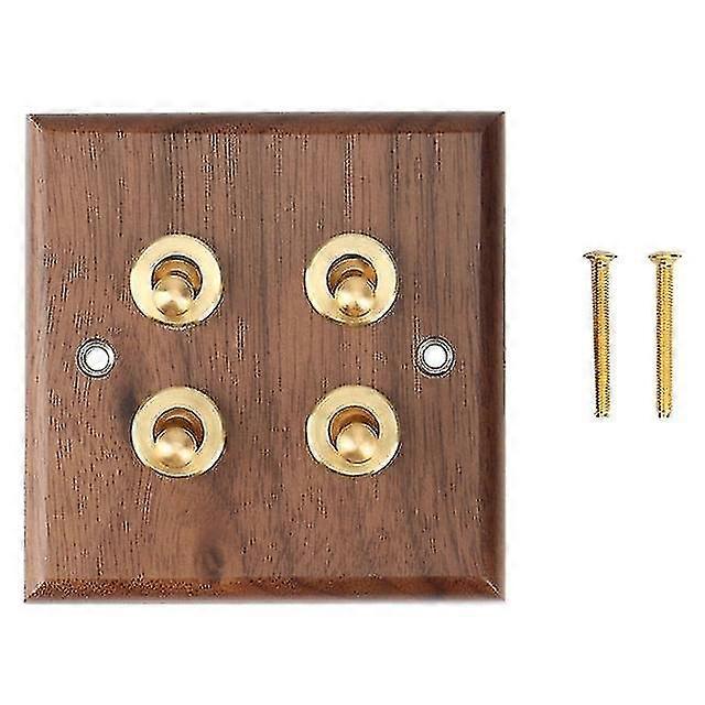 Retro American Industrial Style Light Switch Socket, Solid Wood Brass Toggle Switch Plate, Antique Home Stay Switch