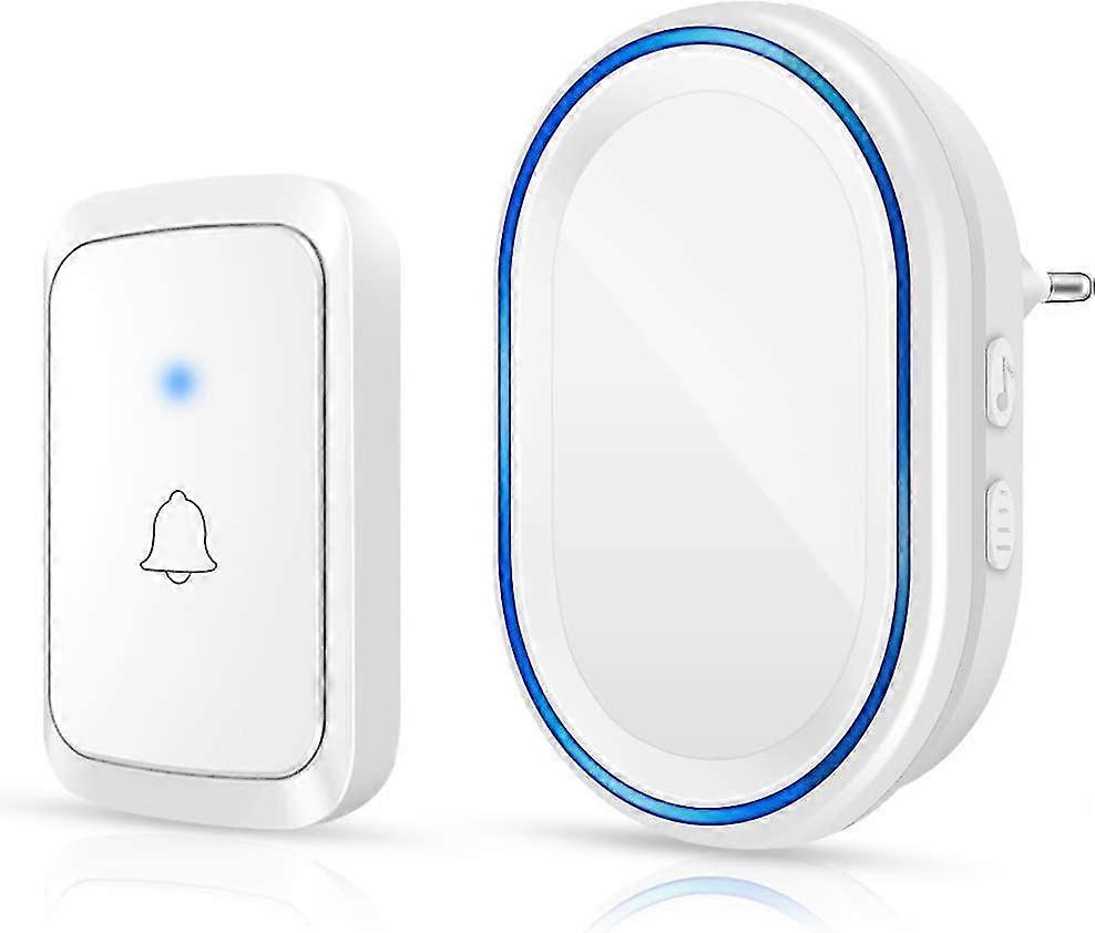 Wireless Doorbell, Waterproof,300 Meters,1 Transmitter and 1 Plug-in Receiver and 58 Ringtones 4 Level