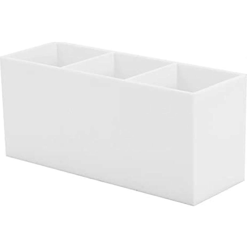 Multi-purpose Pen Holder 3 Compartments for Desk Makeup Brush Storage Organizer