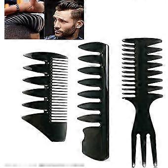 3PCS Pompadour Kamm, breite Zähne Männer Styling Kamm Schwarz Afro Haarkämme Set für nasses lockiges dickes Ölhaar