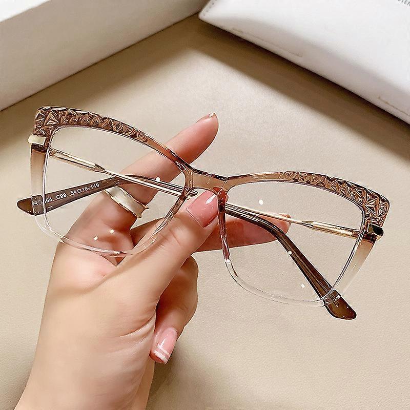 53355 Cat Eye Anti Blue Light Optical Glasses Frames Women Crystal Cut TR90 Fashion Computer Eyeglasses