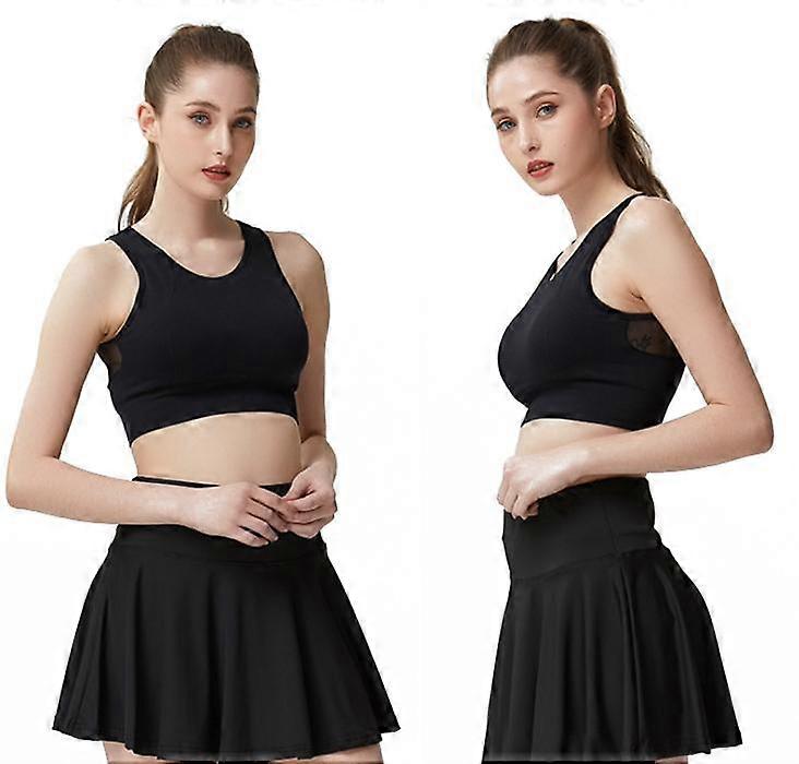 Women's athletic tennis golf skirts with shorts pockets high-waisted running skorts
