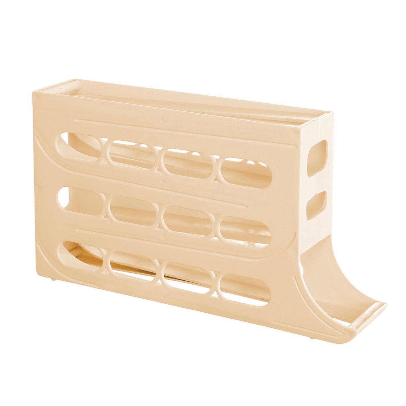 Fridge Egg Storage Box Four Tiers Automatic Rolling Large Capacity Space-Saving 30 Egg Organizer Refrigerator Side Door Egg Dispenser Egg Carton Diner