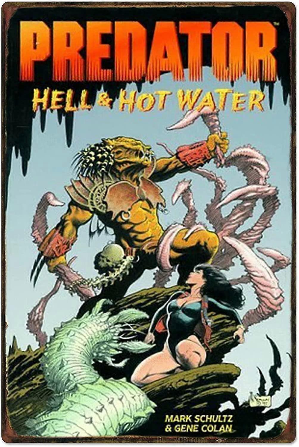 プレデター映画ブリキ看板ヴィンテージ壁の装飾バーガレージクラブ映画館の寝室壁アート家の装飾12x18インチ