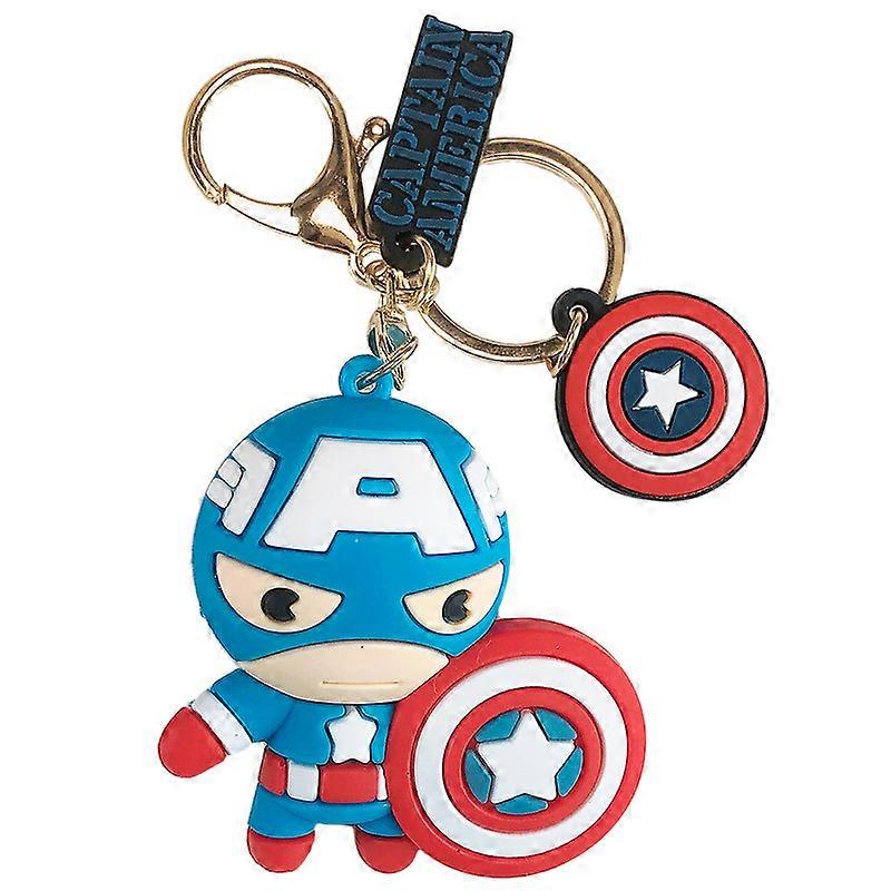 Cartoon Captain America Car Keychain Men's and Women's Bag Silicone Keychain Pendant