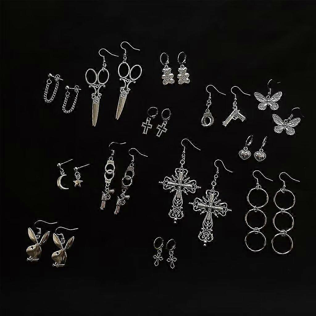 13Pairs Dangle Hoop Earrings