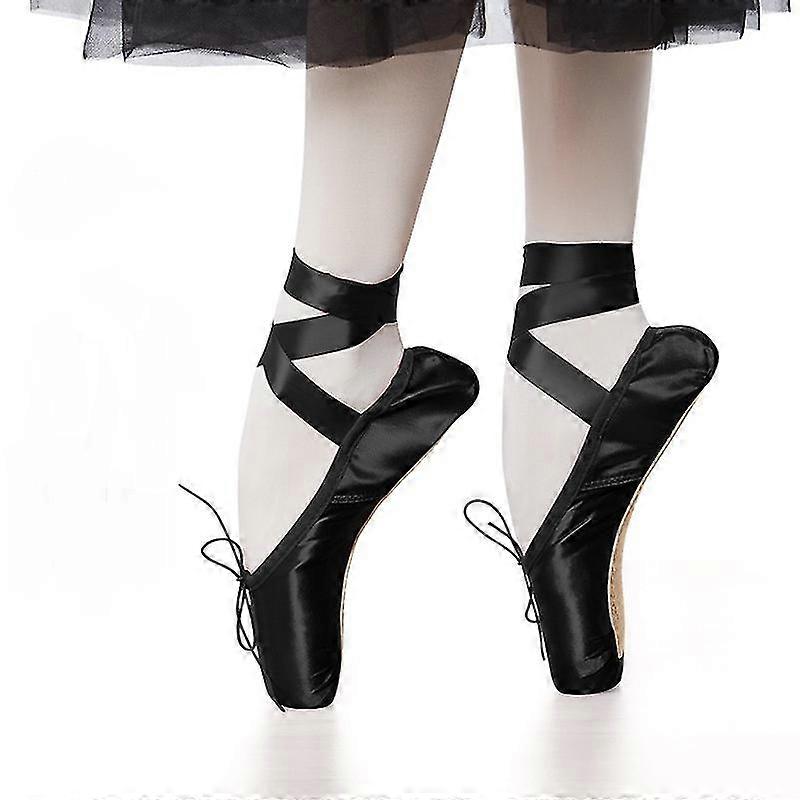 Chaussons De Danse Demi-pointe En Toile Pour Femmes/filles - Pour Gym, Yoga, Danse, Noir, Taille 34 EU