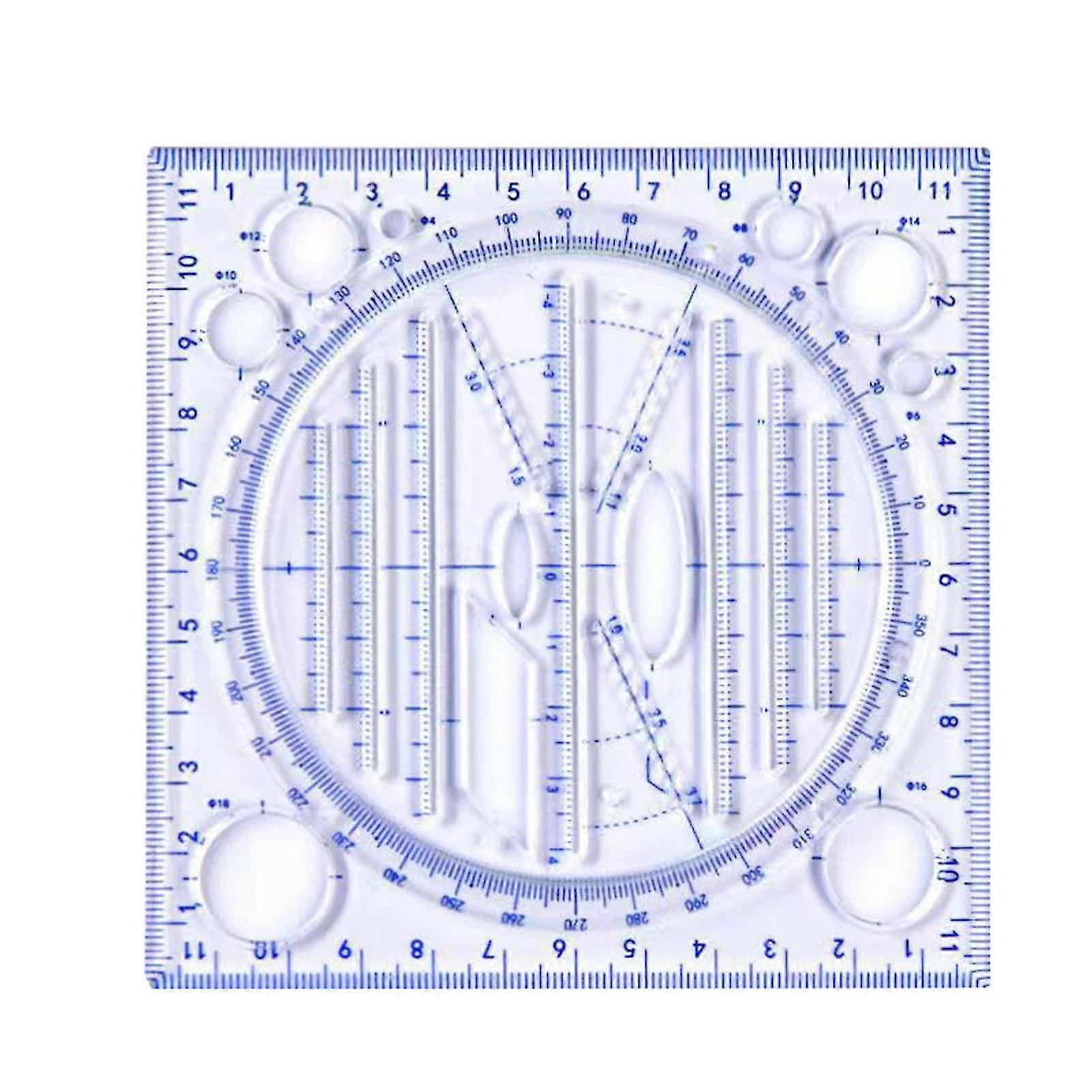 Multifunctional Ruler Geometric Drawing Template Measuring Tool For School Office Supplies