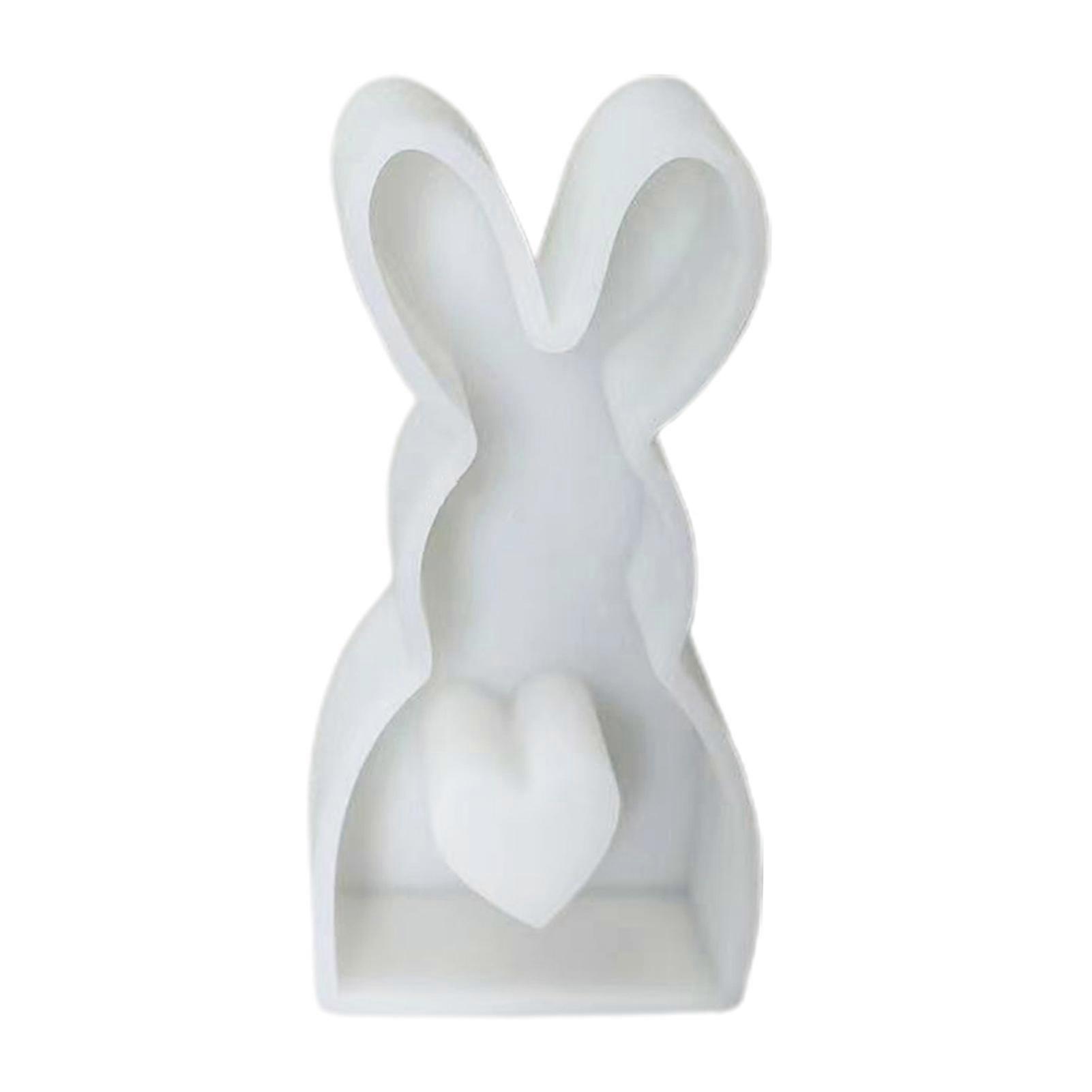 Rabbit Mold Exquisite Workmanship Hollow Heart Shape Silicone Candle Mold for Easter Festive Decorations