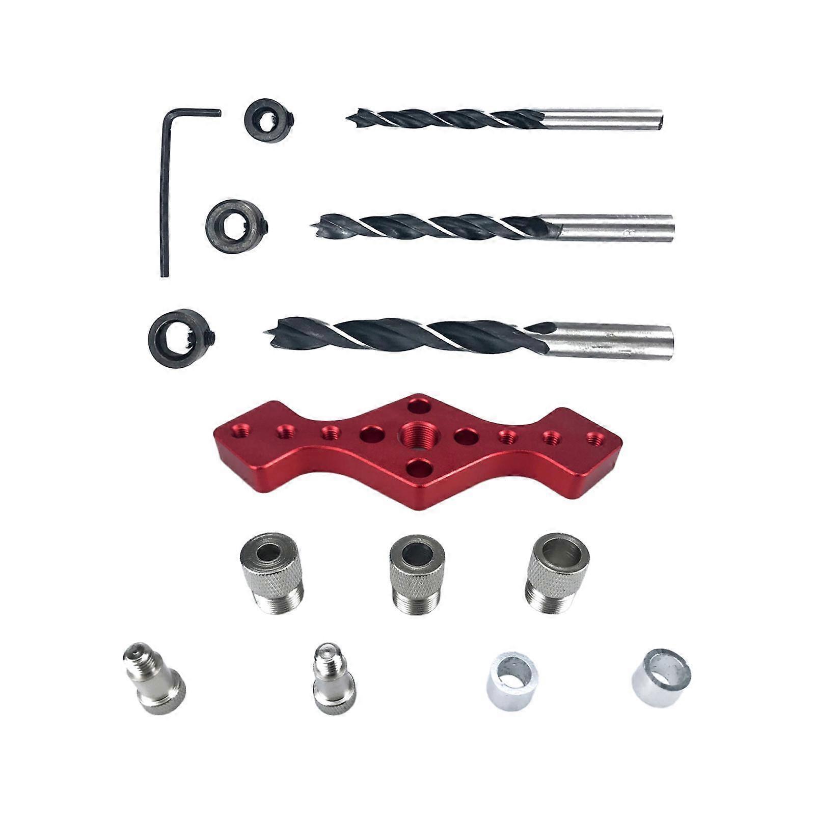 Woodworking Dowel Jig Kit Portable Self Centering Handheld Carpentry Locator Red