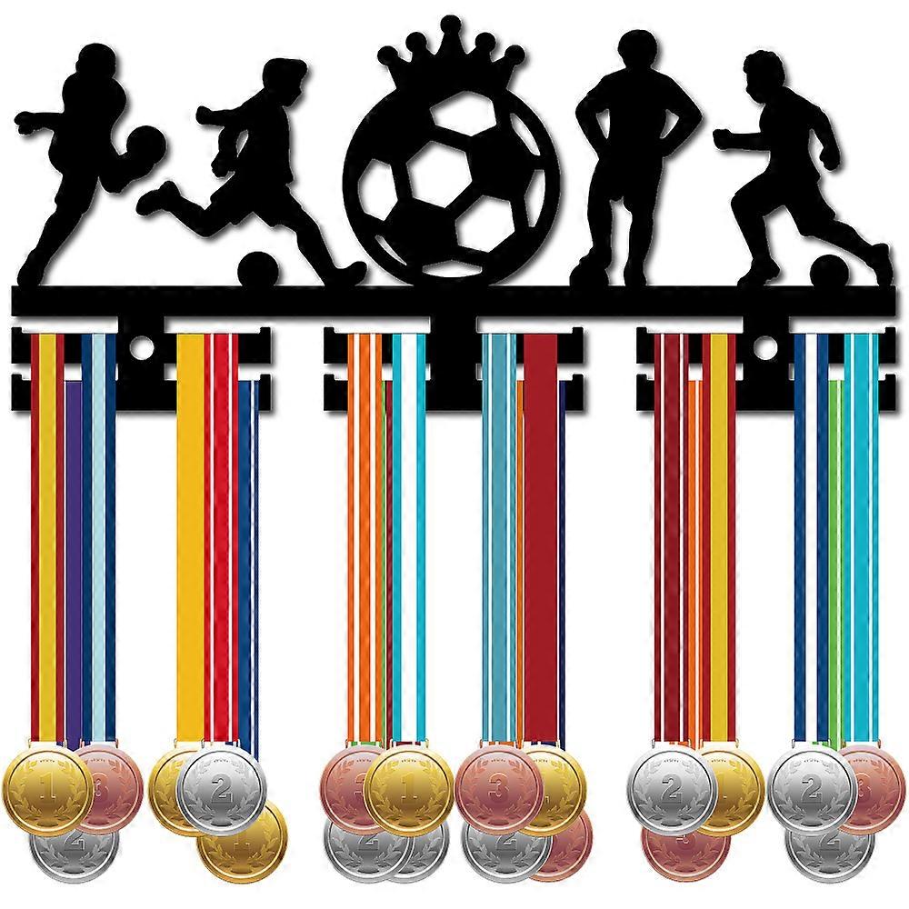 Acrylic Medal Holder Medals Display Hanger Rack with Hanger Hooks Medal Holder Frame Rectangle Football 130x290mm Hole: 8mm